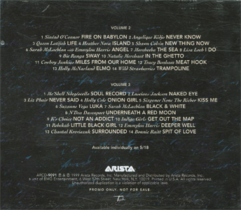 Lilith Fair - A Celebration of Women in Music Volume 2 & Volume 3 Advance Double CD back cover