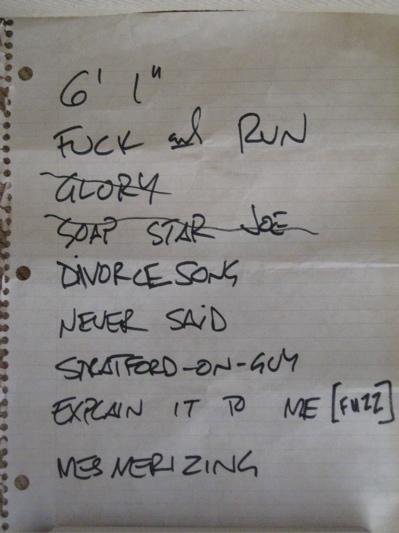 setlist from Irving Plaza, July 23, 1993