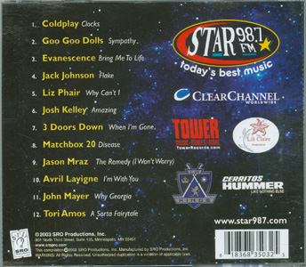 Star Lounge - Star 98.7 FM 2003 Collection back cover